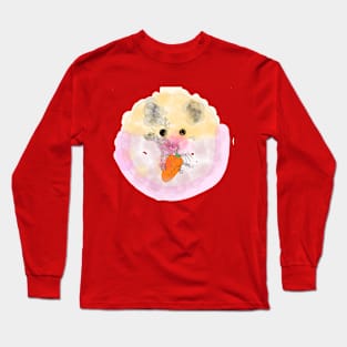 Cheeky Cheeks: A Cute Hamster Munching Carrot Long Sleeve T-Shirt